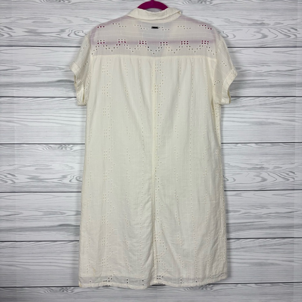 PrAna White Eyelet Short Sleeve Ladyland Dress Size Large - Picture 8 of 12